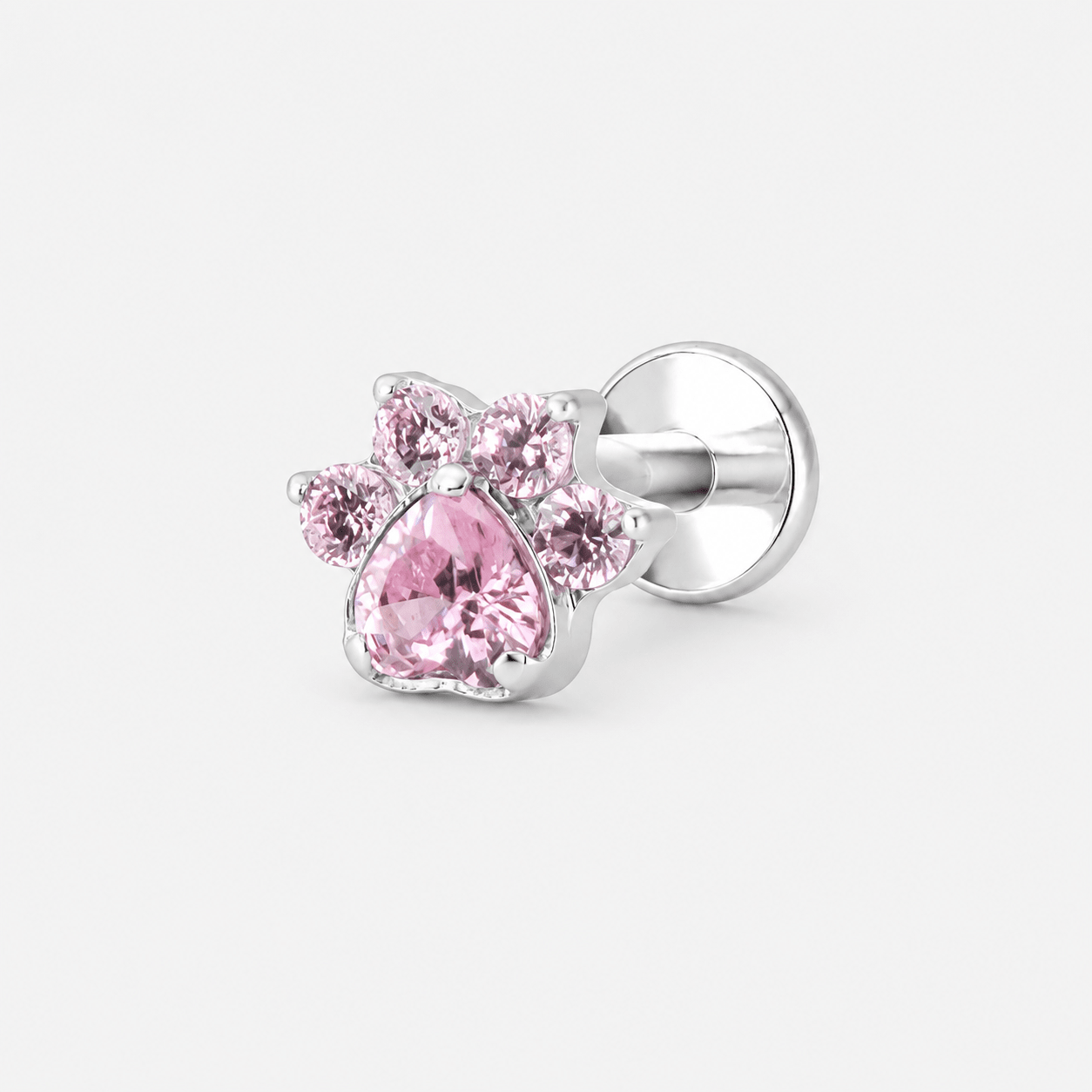 Crystal Paw Rose Labret sølvfarvet - BY CARA