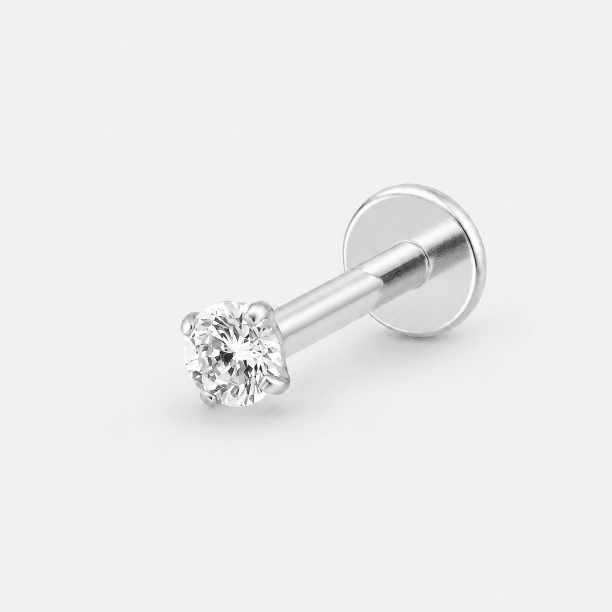 Crystal Prong Push-in Labret sølvfarvet - BY CARA