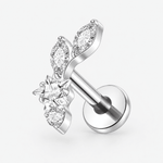 Crystal Star Leaf Labret silver-coloured - BY CARA