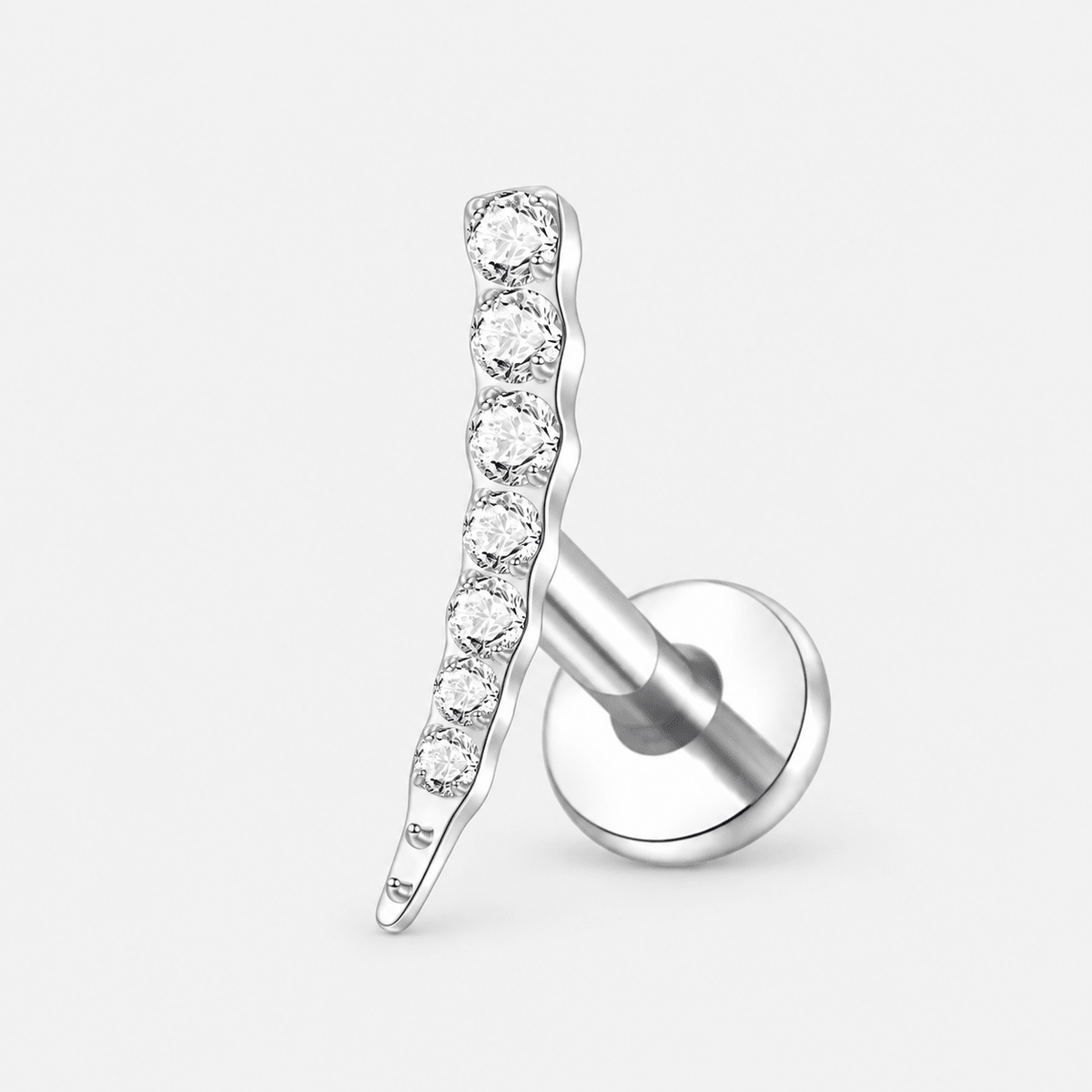Crystal Tapered Labret silver-coloured - BY CARA