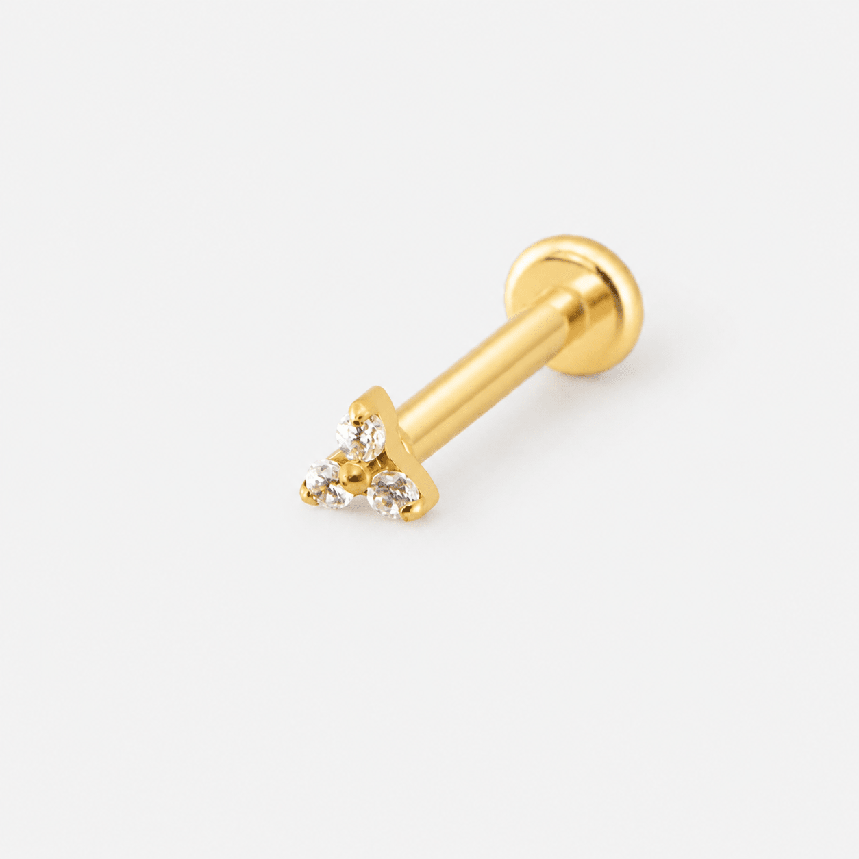 Crystal Trio Push-in 2,5 mm Labret guldfarvet - BY CARA