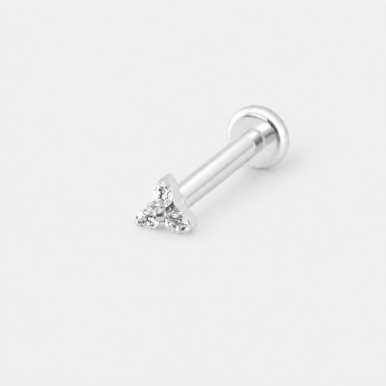 Crystal Trio Push-in 2,5 mm Labret sølvfarvet - BY CARA