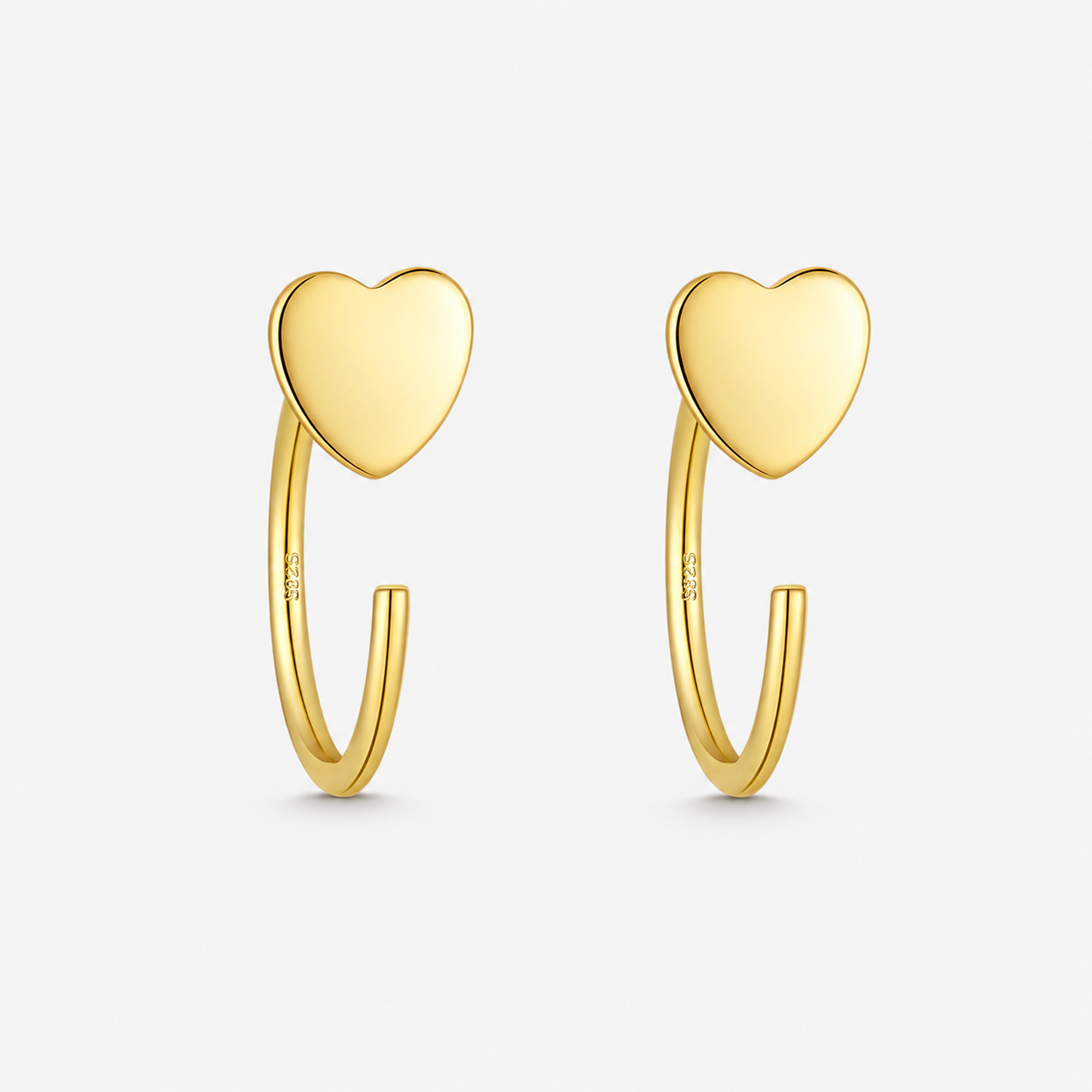 Heart Half Hoops Guldbelagt 925 sølv 8,5 mm