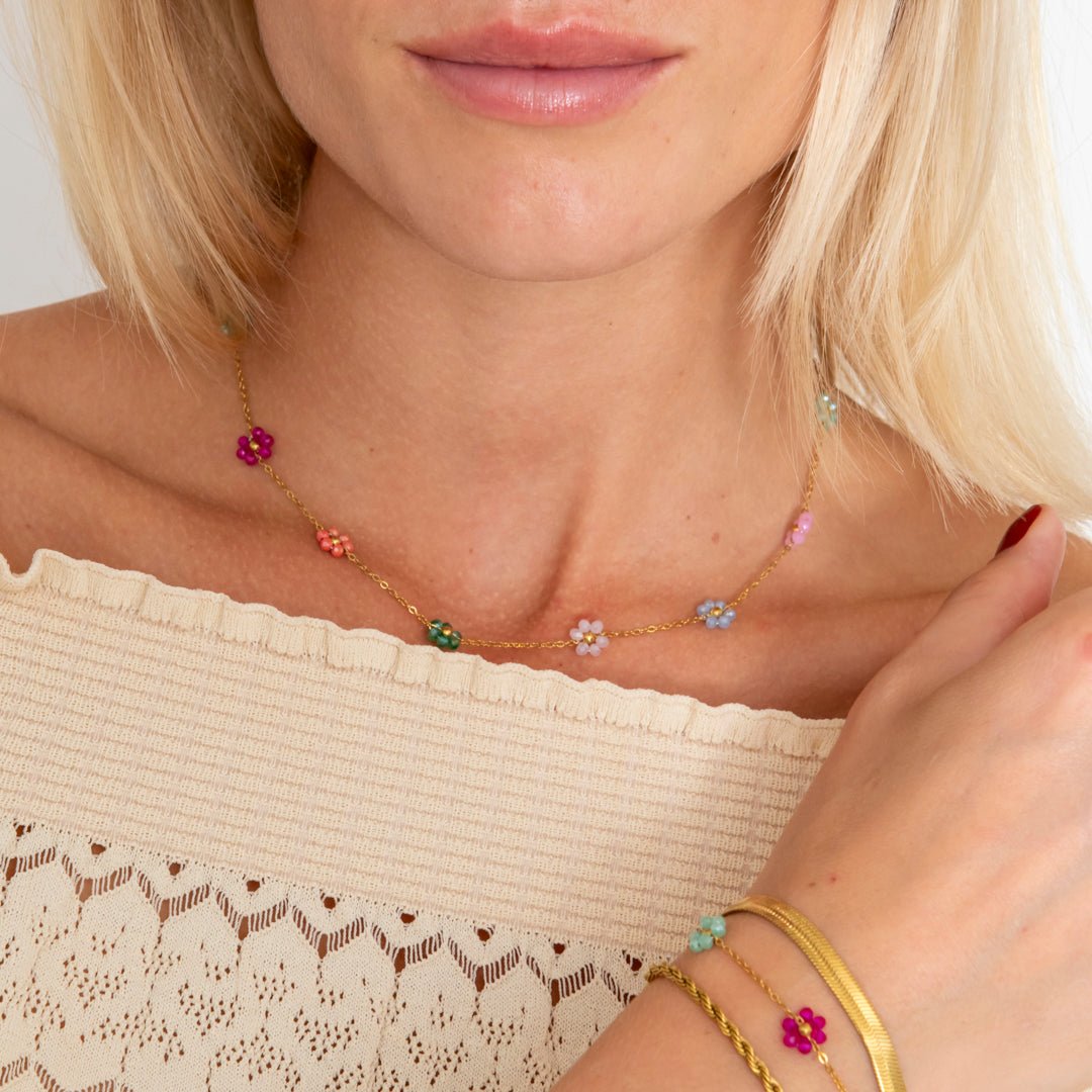 Daisy Pastel Halskæde 18K Guldbelagt - BY CARA