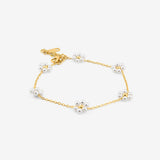 Daisy White armband 18K guldplätering