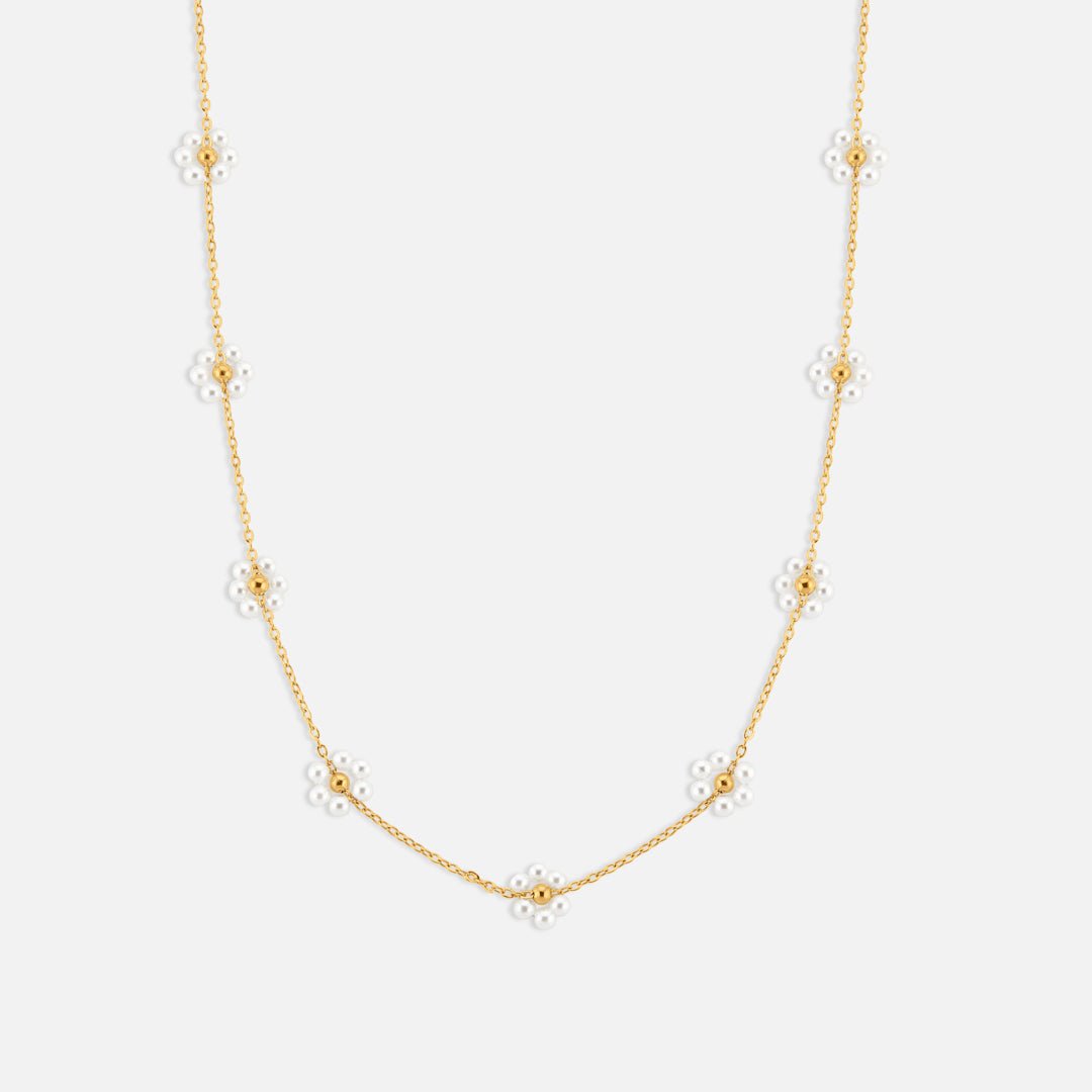 Daisy White Halskæde 18K Guldbelagt - BY CARA