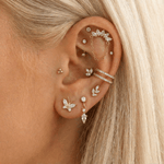 Dangling Crystal Push - in Labret guldfarvet - BY CARA