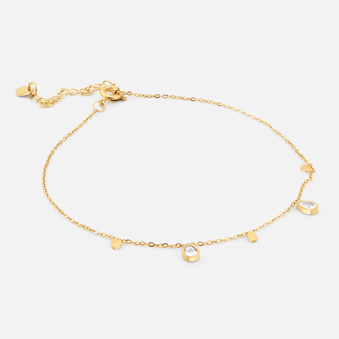 Dewdrop Ankelkæde 18K Guldbelagt - BY CARA