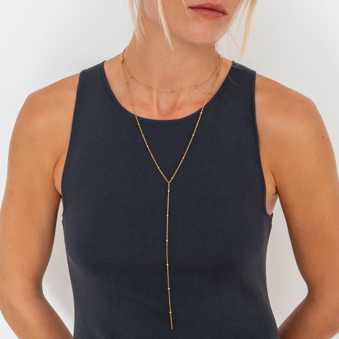 Dot Layers Halskæde 18K Guldbelagt - BY CARA