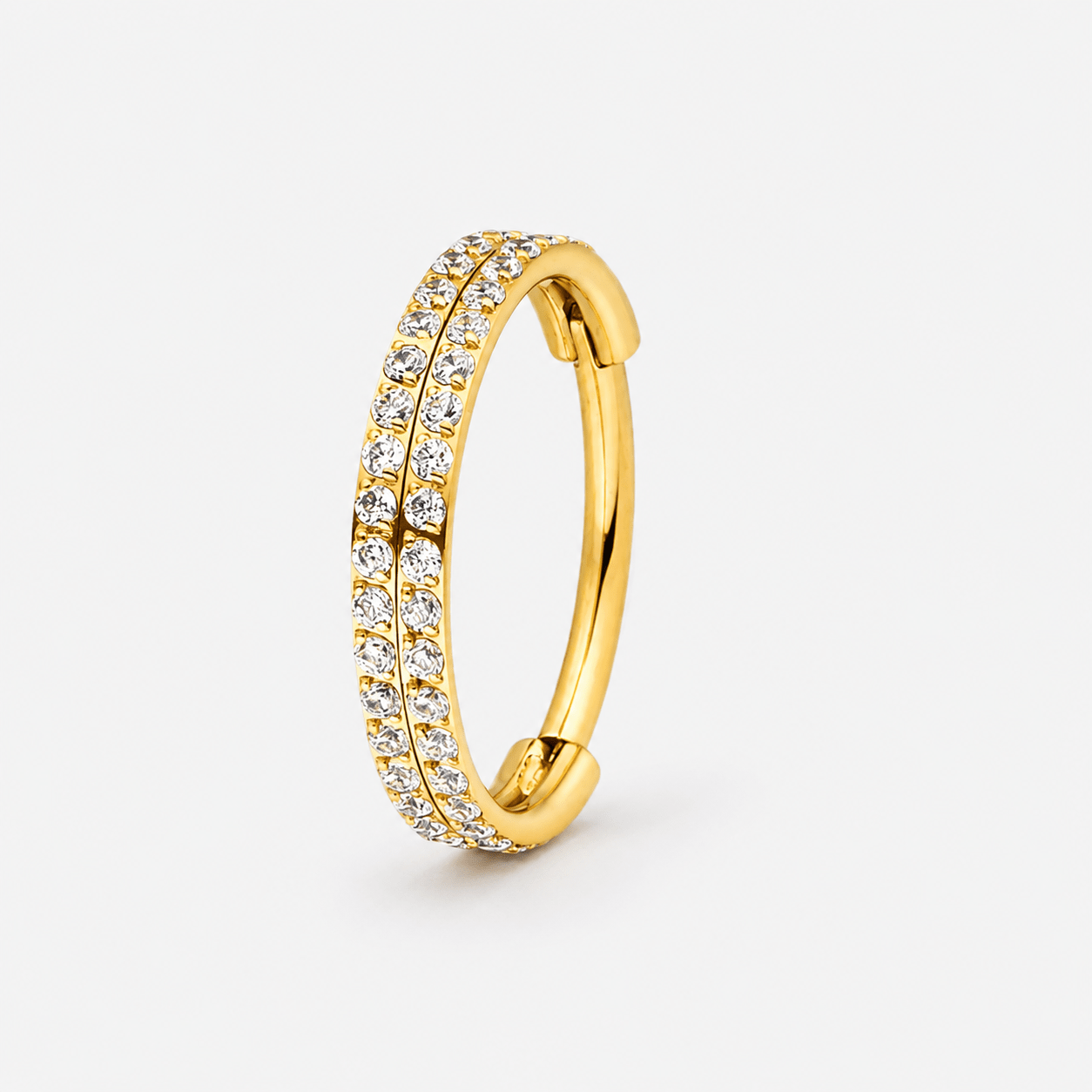 Double Crystal Pavé Ring guldfarvet 10 mm - BY CARA