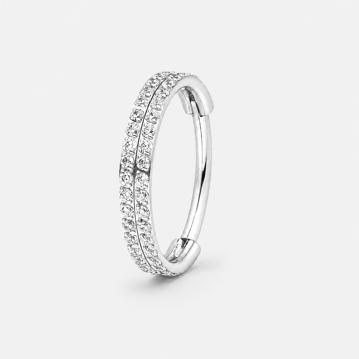 Double Crystal Pavé Ring sølvfarvet 10 mm - BY CARA