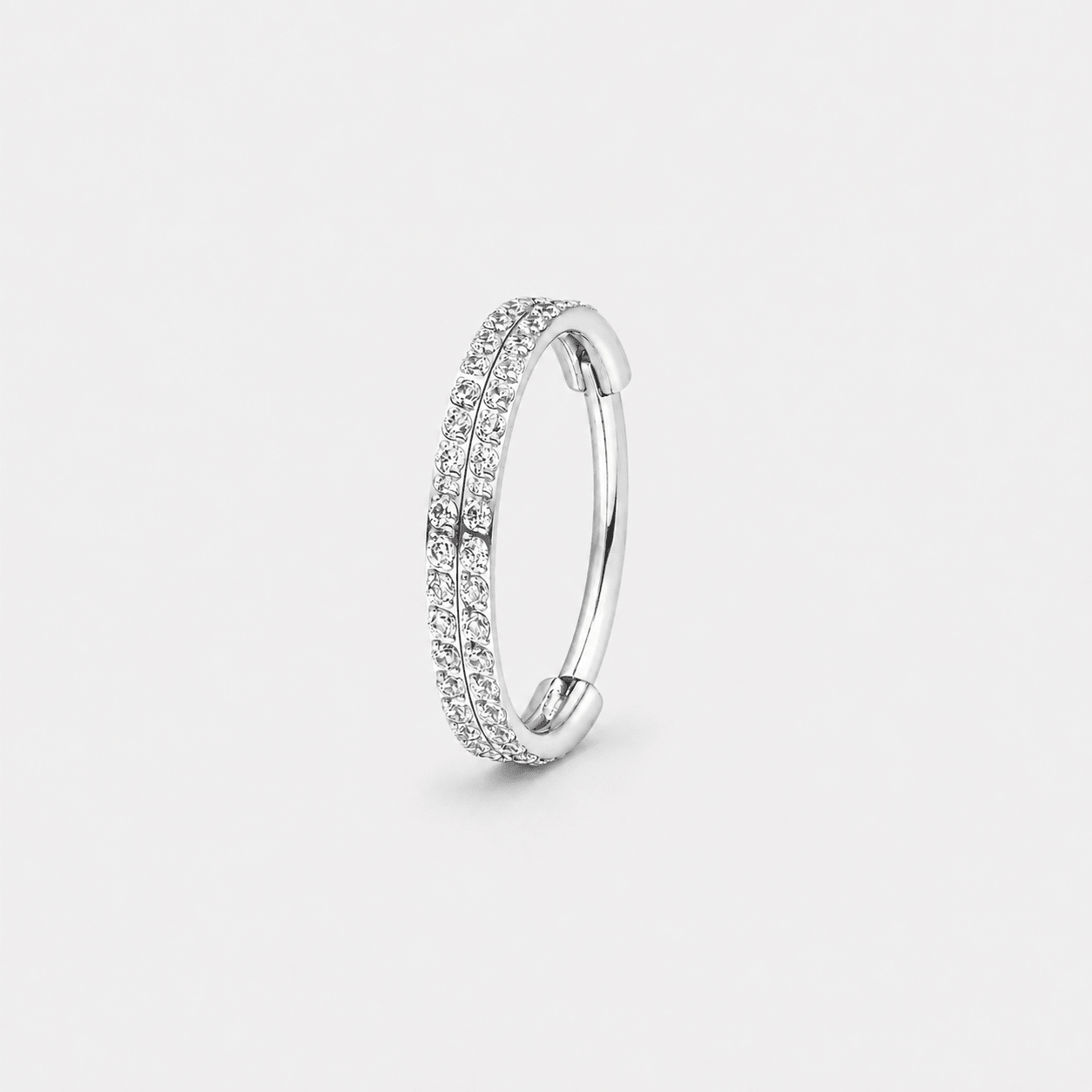 Double Crystal Pavé Ring sølvfarvet 8 mm - BY CARA