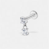 Double Drop Crystal Labret silverfärgad