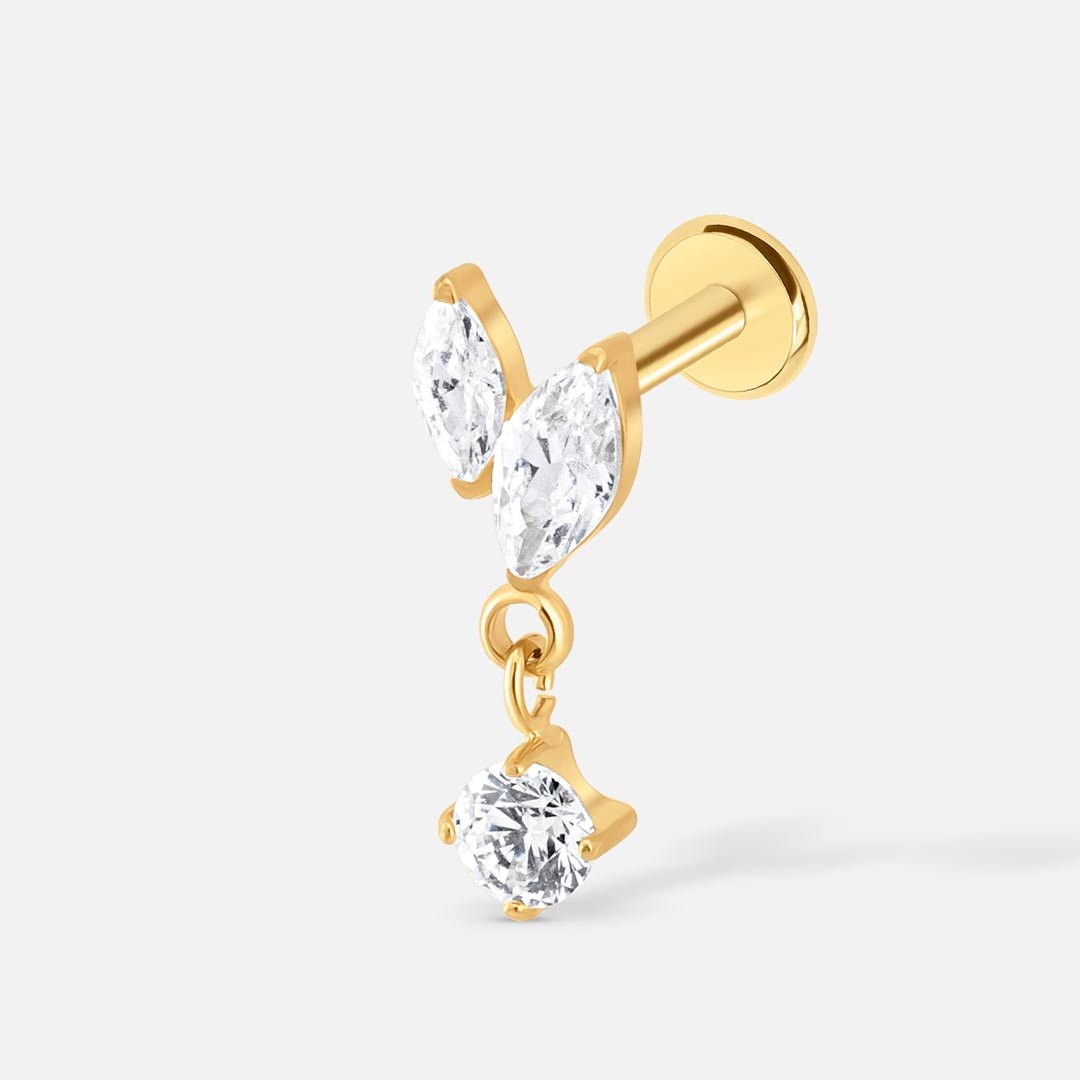 Double Marquise Drop Labret guldfarvet - BY CARA
