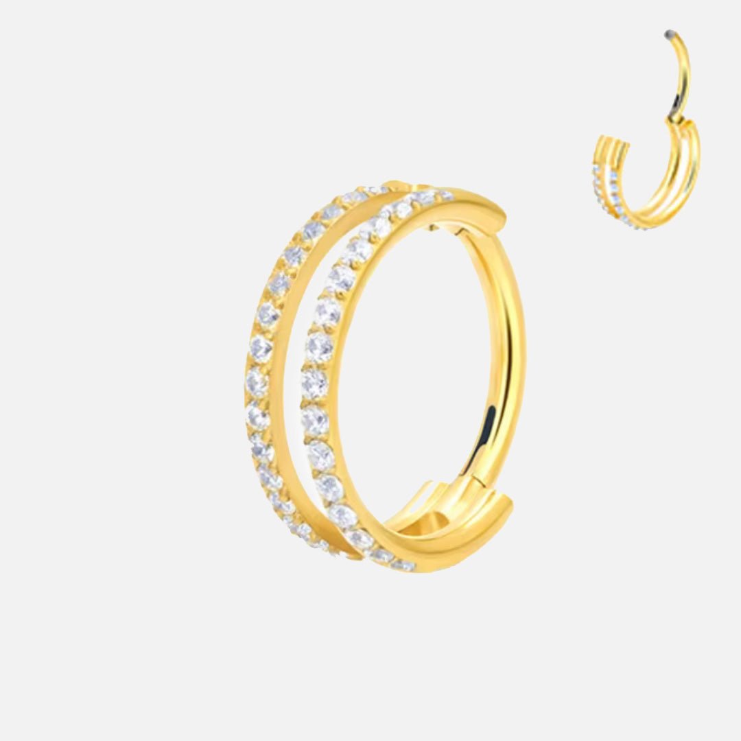 Double Row Crystal Ring guldfarvet 8 mm - BY CARA