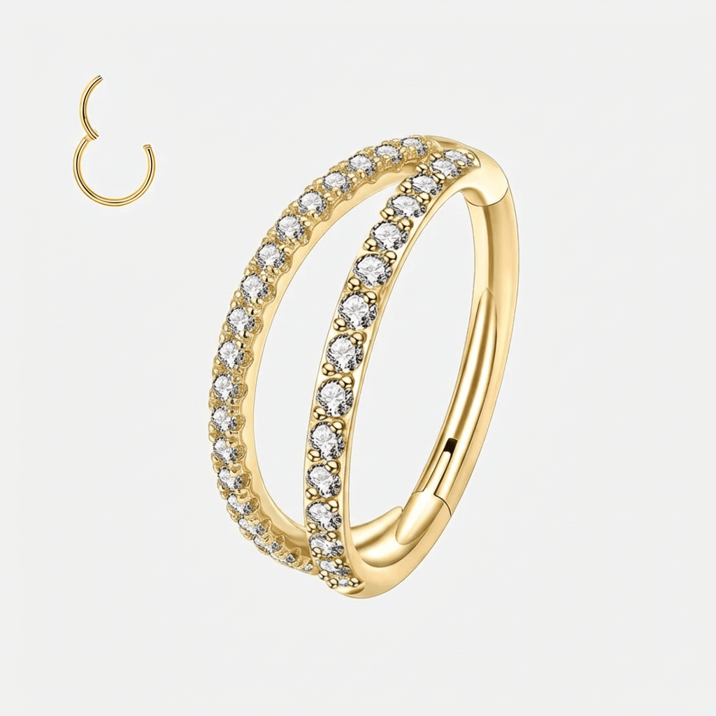 Double Row Crystal Ring guldfarvet 8 mm - BY CARA