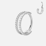 Double Row Crystal Ring sølvfarvet 8 mm - BY CARA