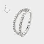 Double Row Crystal Ring sølvfarvet 8 mm - BY CARA