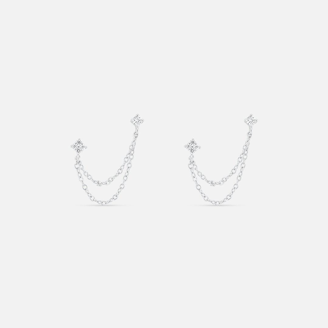 Duo chain Stud 925 Sølv - BY CARA