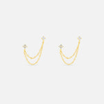 Duo Chain Studs 18K Guldbelagt - BY CARA