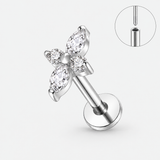 Petal Push-in Labret sølvfarvet