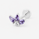 Crystal Dreaming Amethyst Labret sølvfarvet