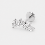 Crystal Leaf Cascade Labret sølvfarvet
