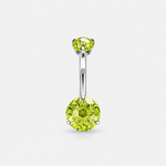 Elara Crystal Green 5/8 mm navelpiercing zilverkleurig - BY CARA