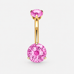 Elara Crystal Pink 5/8 mm Navel Piercing gold-coloured - BY CARA