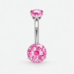 Elara Crystal Pink 5/8 mm Navel Piercing silver-coloured - BY CARA