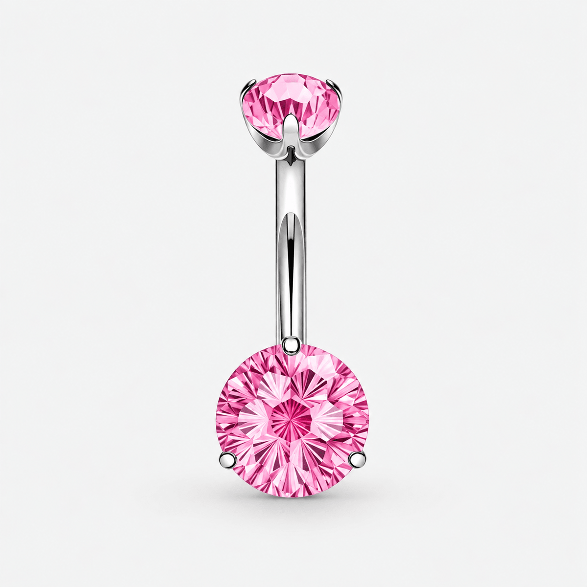 Elara Crystal Pink 5/8 mm Navlepiercing sølvfarvet - BY CARA