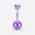 Elara Crystal Purple 5/8 mm Navel Piercing silver-coloured - BY CARA