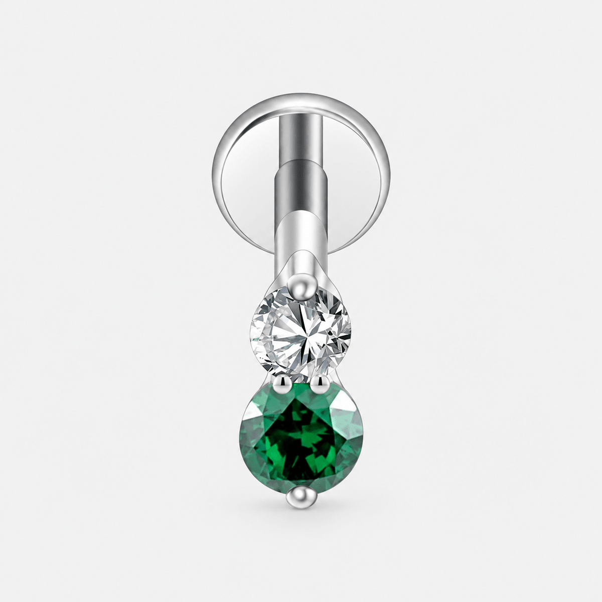 Elara Emerald Spark Labret sølvfarvet - BY CARA