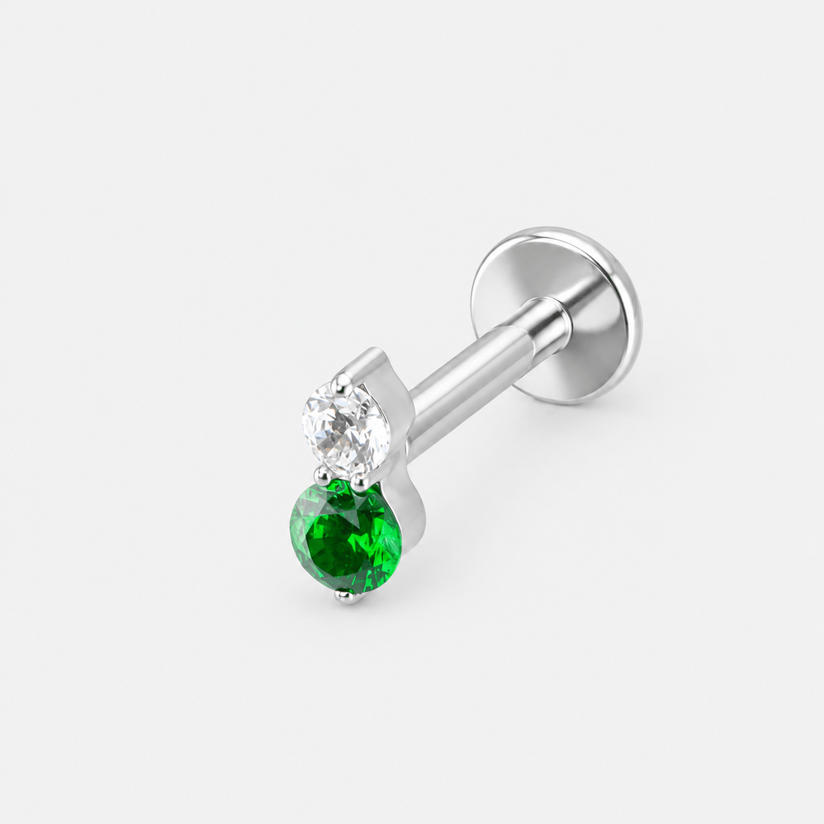 Elara Emerald Spark Labret sølvfarvet - BY CARA