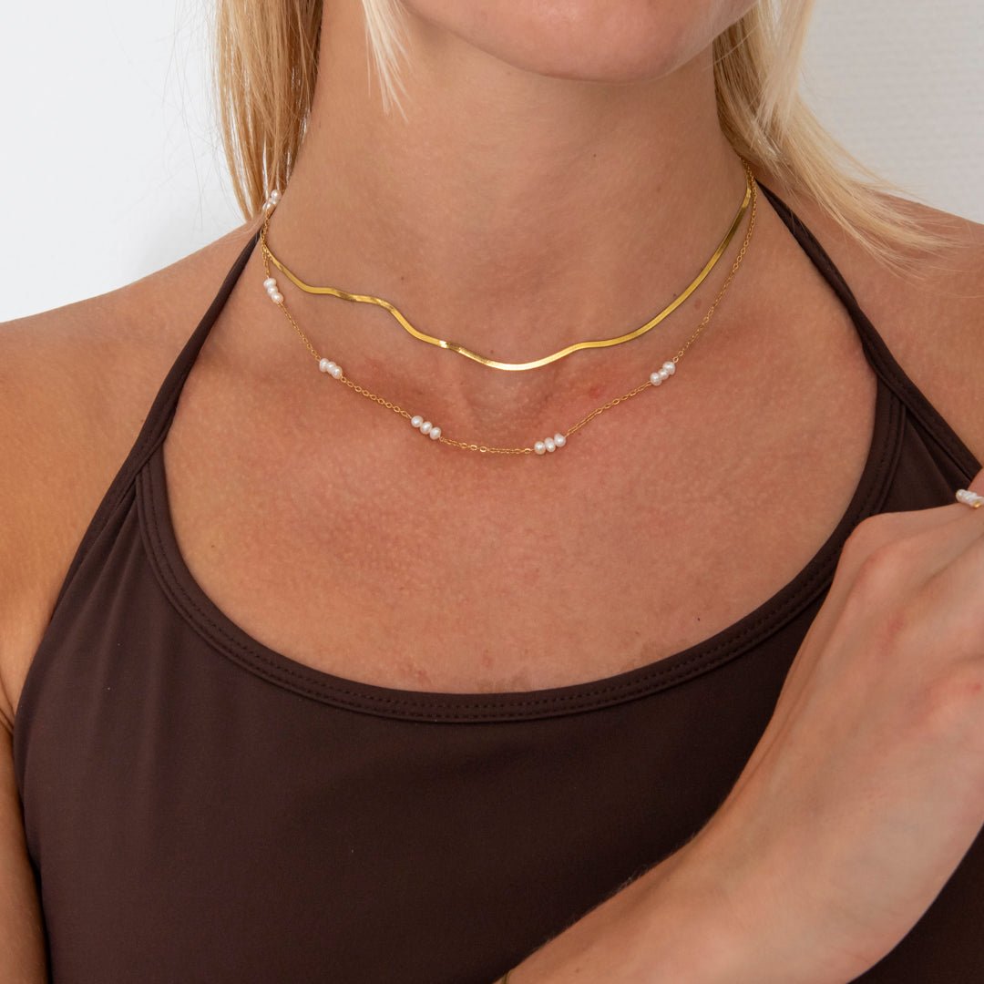 Elara Pearl Halskæde 18K Guldbelagt - BY CARA