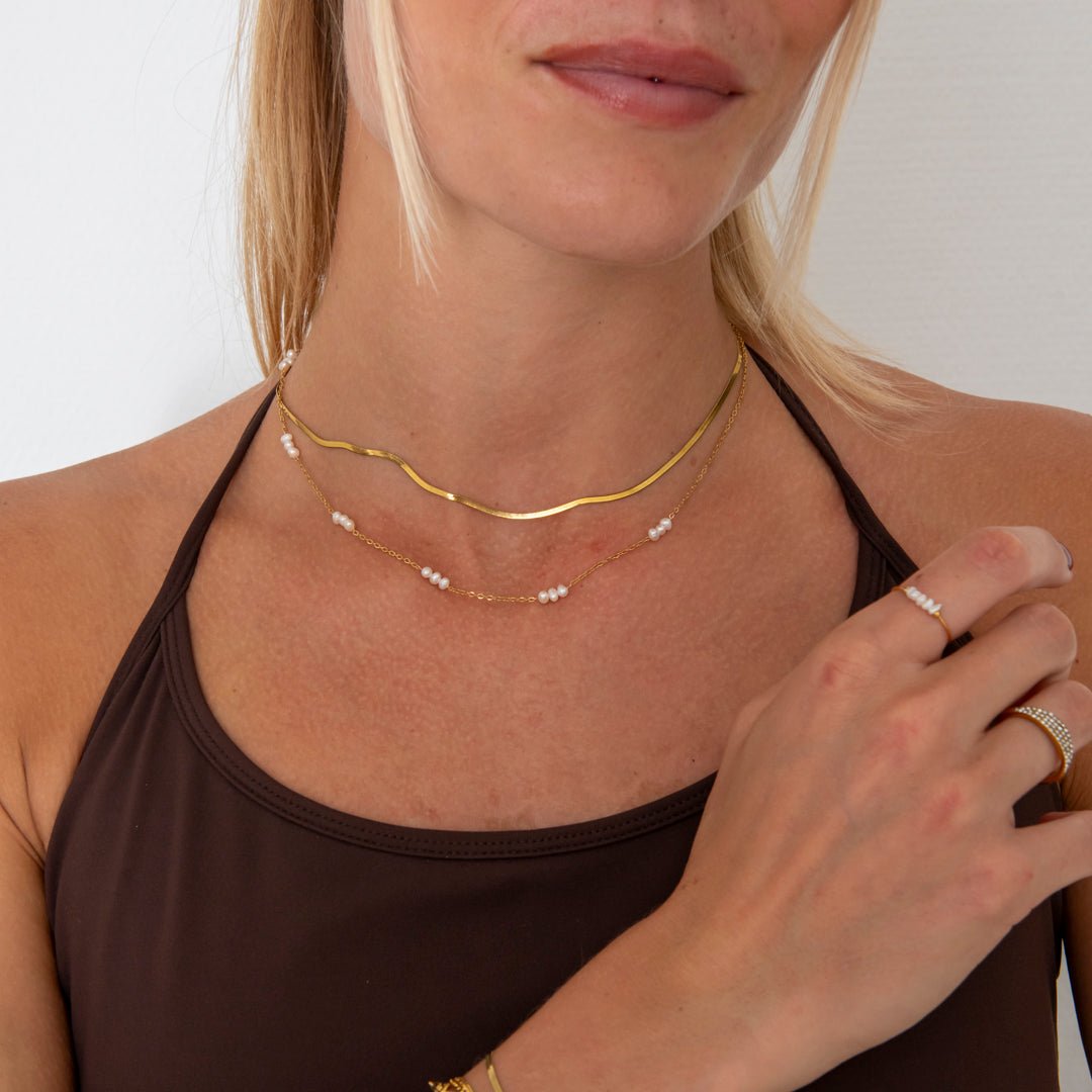 Elara Pearl Halskæde 18K Guldbelagt - BY CARA