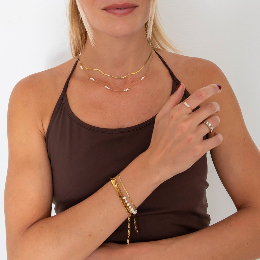 Elara Pearl Halskæde 18K Guldbelagt - BY CARA