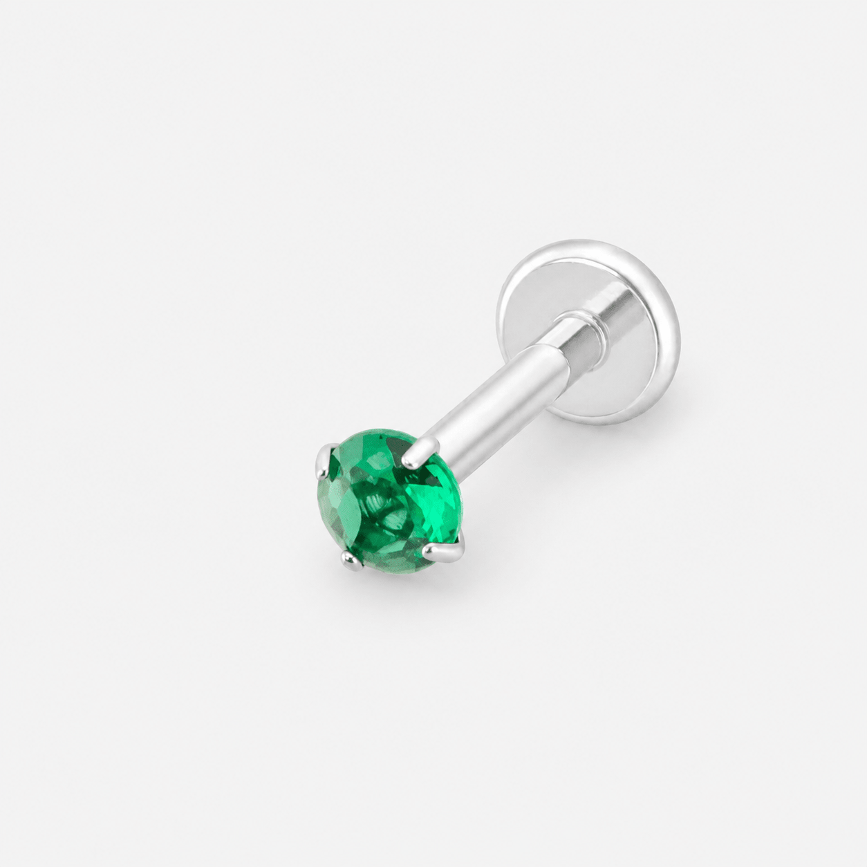 Emerald Prong Labret 3 mm sølvfarvet - BY CARA