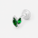 Emerald Twin Leaf Labret silver-coloured