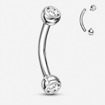Evelisse Crystal Curved Barbell stav sølvfarvet - BY CARA