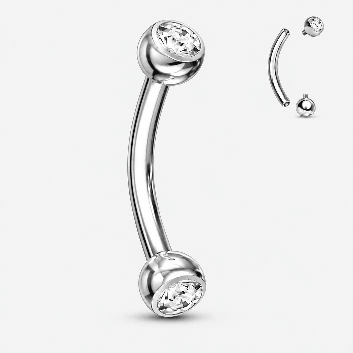 Evelisse Crystal Curved Barbell stav sølvfarvet - BY CARA