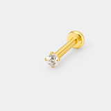 Solitaire Push-in 2 mm Labret guldfarvet