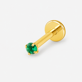 Emerald Prong Labret 2 mm guldfarvet
