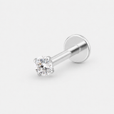 Crystal Prong Push-in Labret sølvfarvet