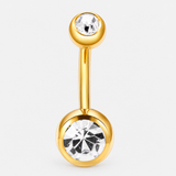Clarisse Bezel Clear CZ 5/8 mm Navlepiercing guldfarvet