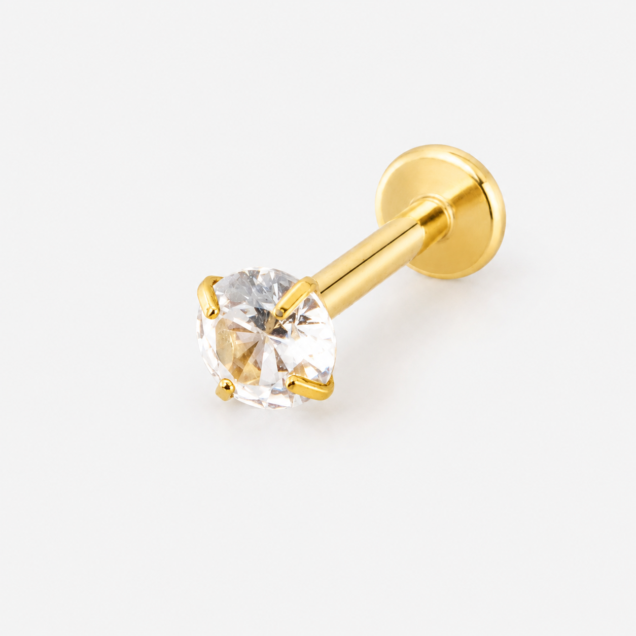 Classic Solitaire Labret 4 mm guldfarvet