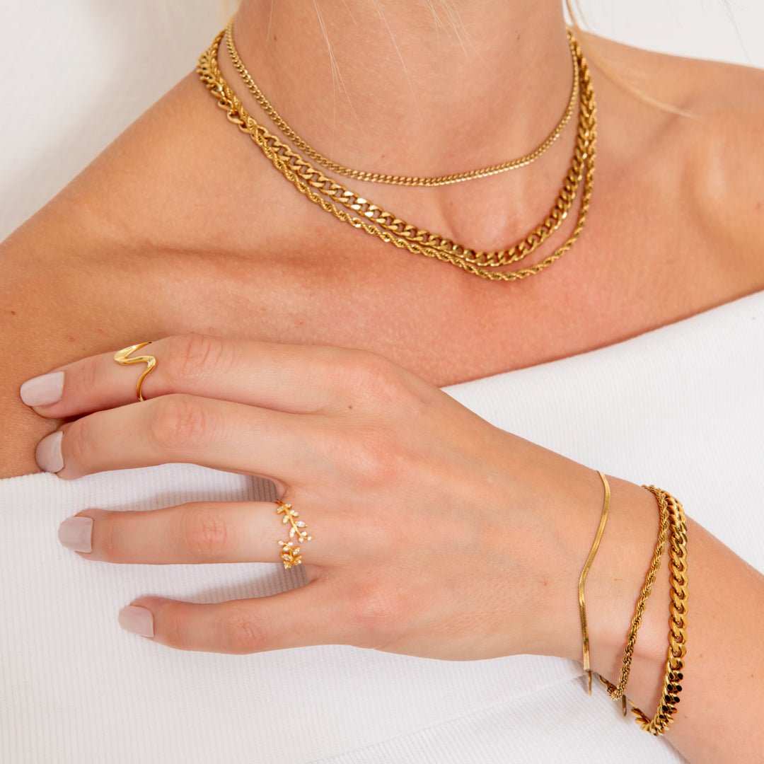 Flad Slange Armbånd 18K Guldbelagt 2 mm - BY CARA