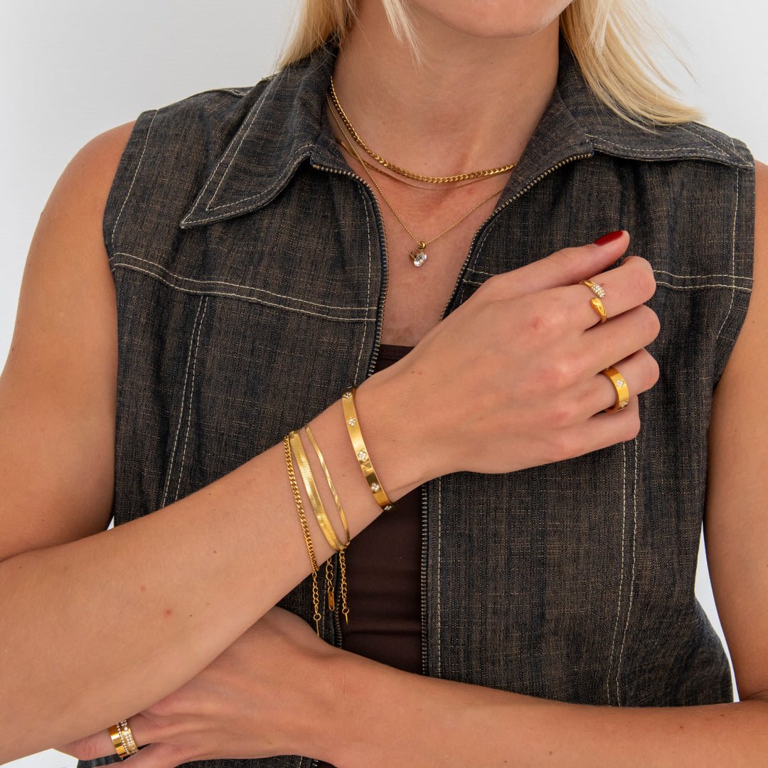 Flad Slange Armbånd 18K Guldbelagt 5 mm - BY CARA