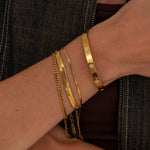 Flad Slange Armbånd 18K Guldbelagt 5 mm - BY CARA