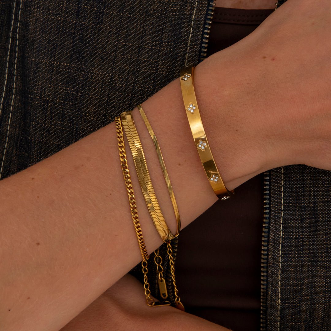 Flad Slange Armbånd 18K Guldbelagt 5 mm - BY CARA